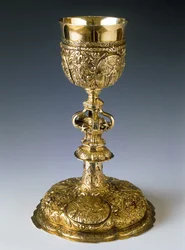 Cáliz de plata con una figura del cuerpo muerto de San Juan de Nepomuceno, 1727-30